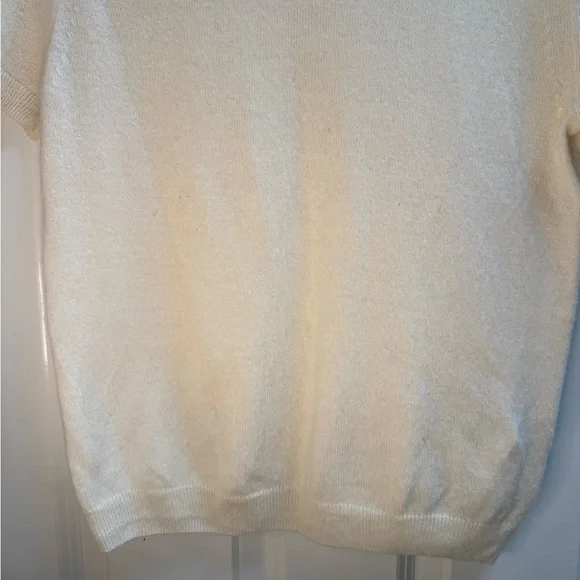 Quince Cashmere Cream Short Sleeve Sweater - Picture 4 of 6